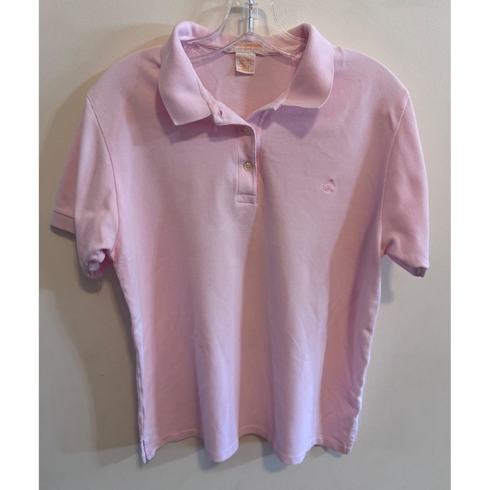Brooks Brothers Kids Pink Short Sleeve Cotton Pique Polo Shirt Size L 14/16